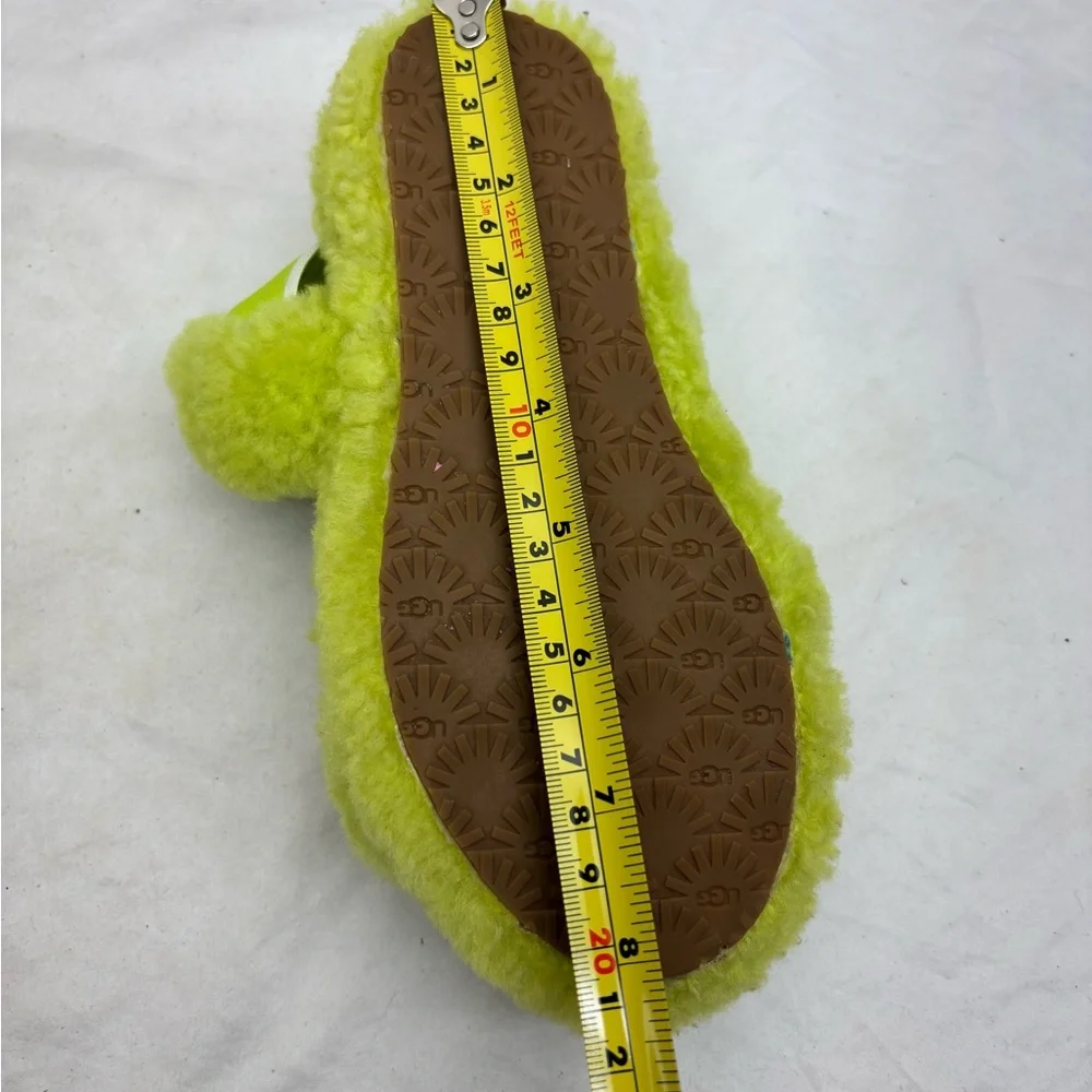 Ugg Kids Fuzzy Slide Sandals in Neon Lime - Plush Comfort